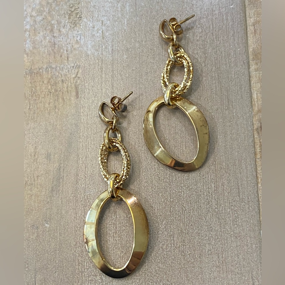 925 ITAOR ITALY Gold Chain Link Dangling Earrings